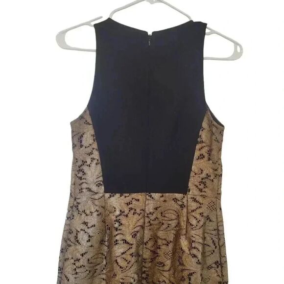 Banana Republic Women's Gold Lace Lined Sleeveless Shift Dress - Picture 9 of 12